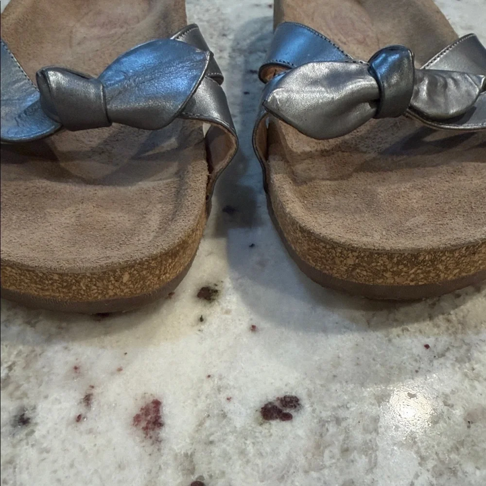 Stegmann Learher Silver Metallic Slide Sandals